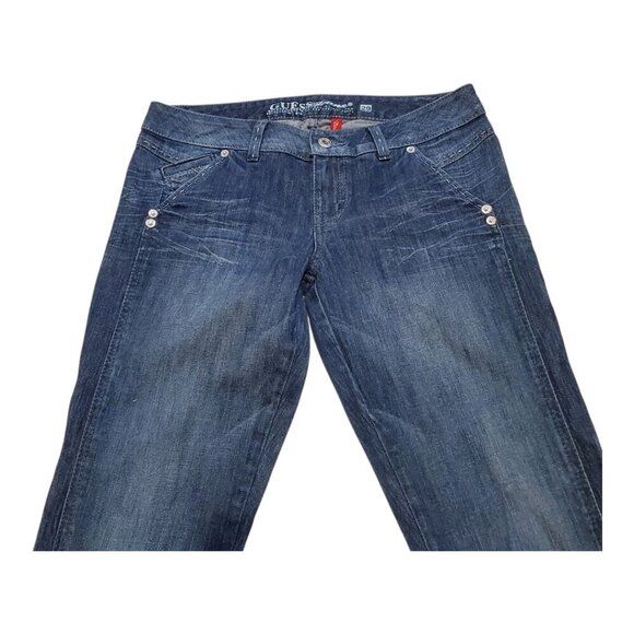 GUESS Jeans SZ 29 Women's Starlet Slim Boot Distressed Blue Jeans - Picture 2 of 13